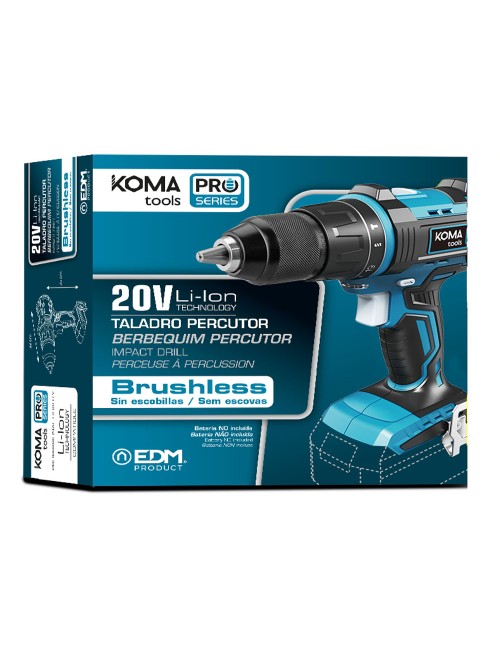 Taladro percutor / atornillador brushless 20 v (sin batería ni cargador)
