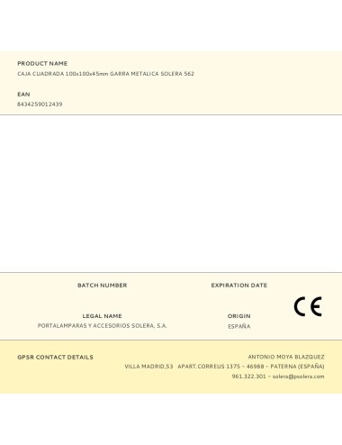 Caja cuadrada 100x100x45mm garra metalica solera 562