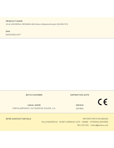 Caja universal redonda ø6,5x4cm (diámetro/fondo) solera 576