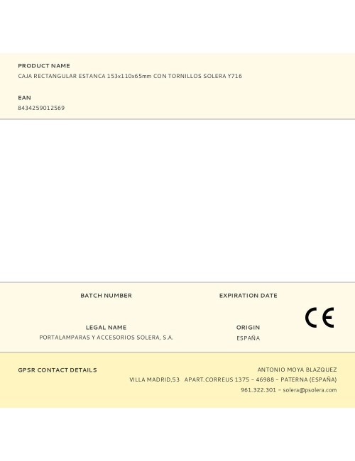 Caja rectangular estanca 153x110x65mm con tornillos solera y716