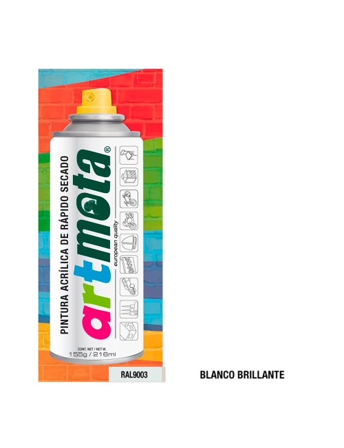 Pintura acrílica spray ral9003 blanco brillante 216 ml