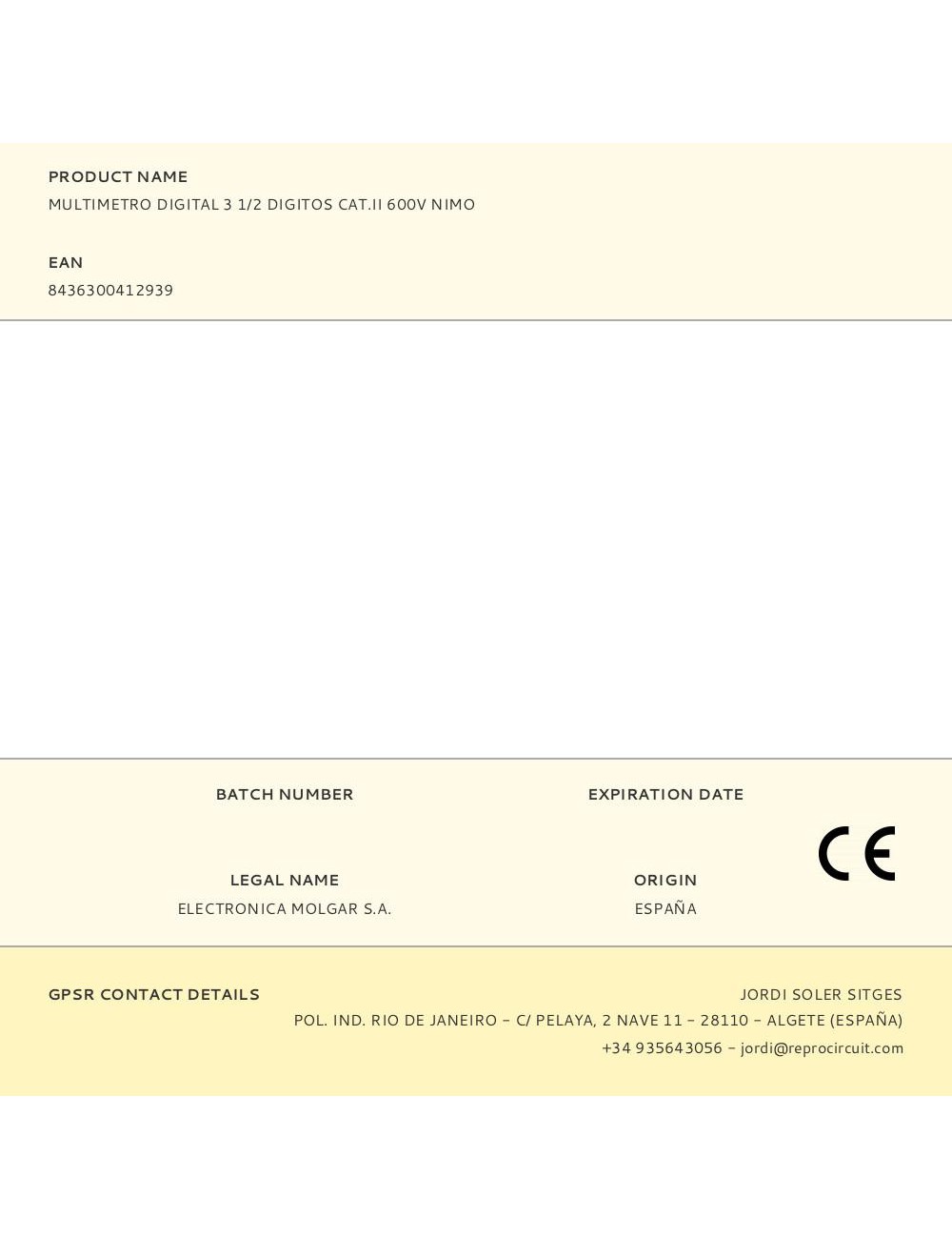 Multimetro digital 3 1/2 digitos cat.ii 600v nimo