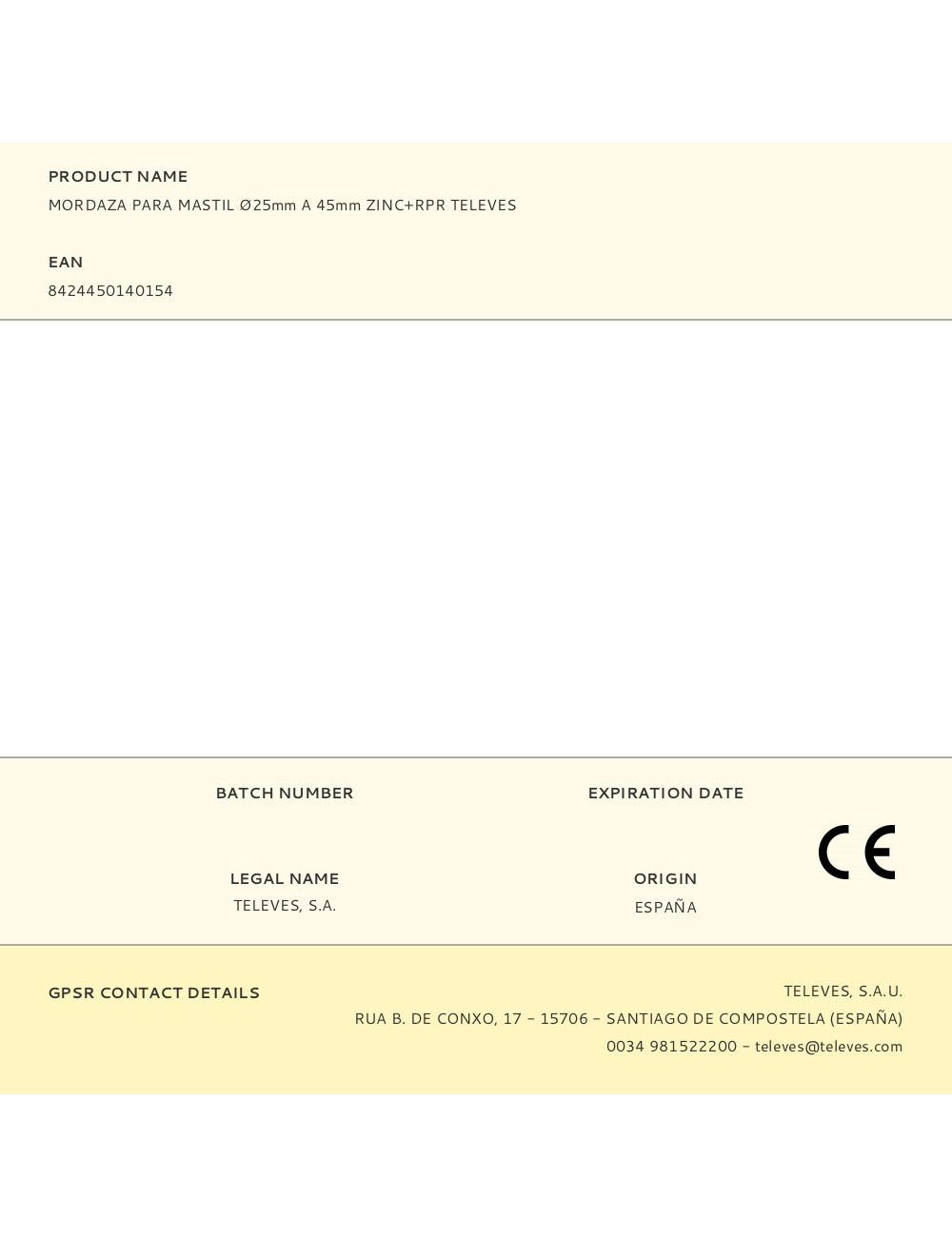 Mordaza para mastil ø25mm a 45mm zinc+rpr televes
