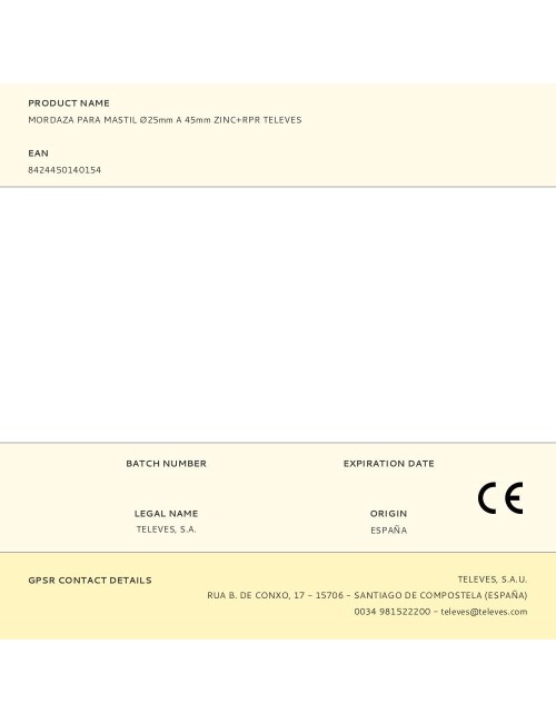 Mordaza para mastil ø25mm a 45mm zinc+rpr televes