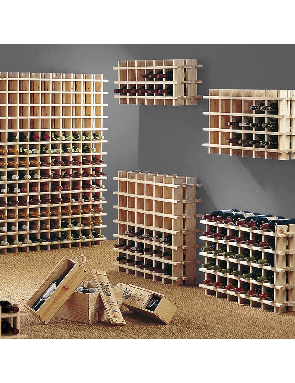 Botellero de pino macizo evolutivo rioja para 24 botellas 75 x 22 x 54 cm