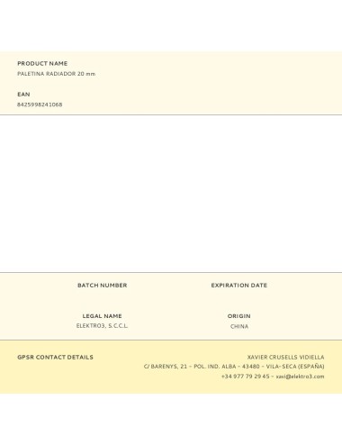 Paletina radiador 20mm