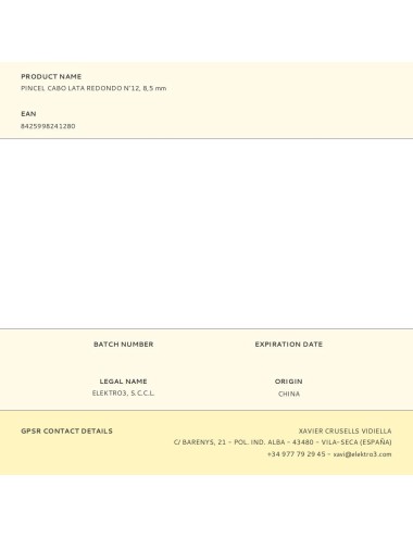 Pincel cabo lata redondo n°12, 8,5 mm