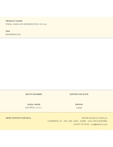 Pincel cabo lata redondo n°20, 14,5 mm