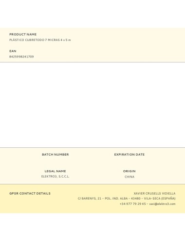 Plástico cubretodo 7 micras 4 x 5 m