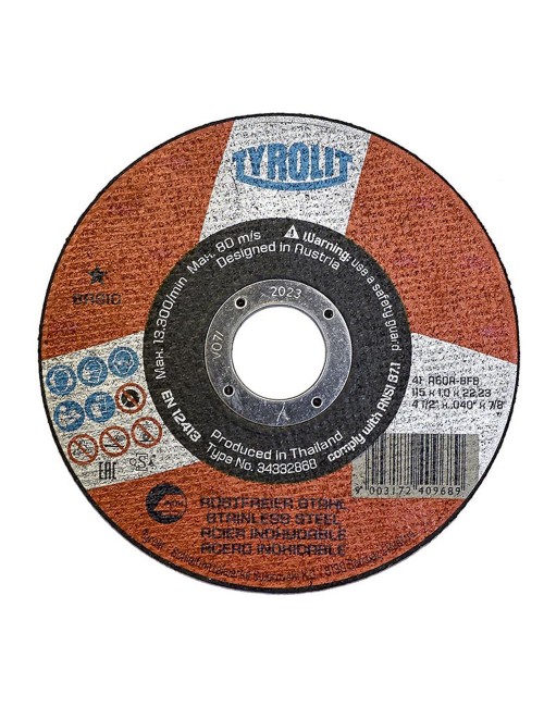 Disco corte plano 41c ø115 x 1,0 x 22,23 mm a60r-bfb