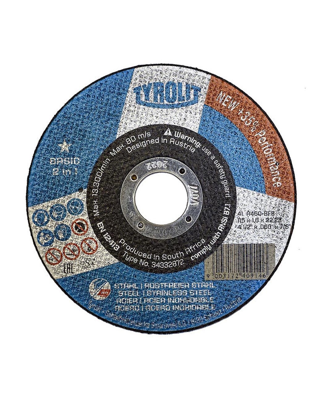 Disco corte plano 41c ø115 x 1,6 x 22,23 mm a46q-bfb