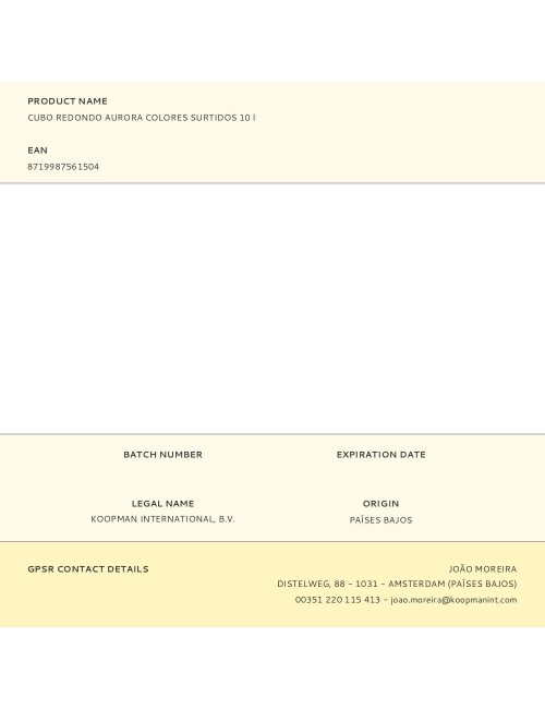 Cubo redondo aurora colores surtidos 10 l