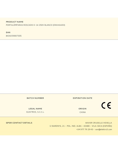 Portalámparas roscado e-14 250v blanco (envasado)