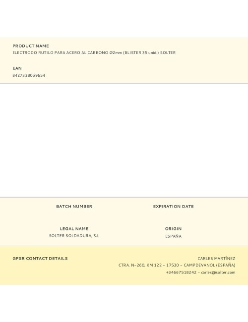 Electrodo rutilo para acero al carbono ø2mm (blister 35 unid.) solter