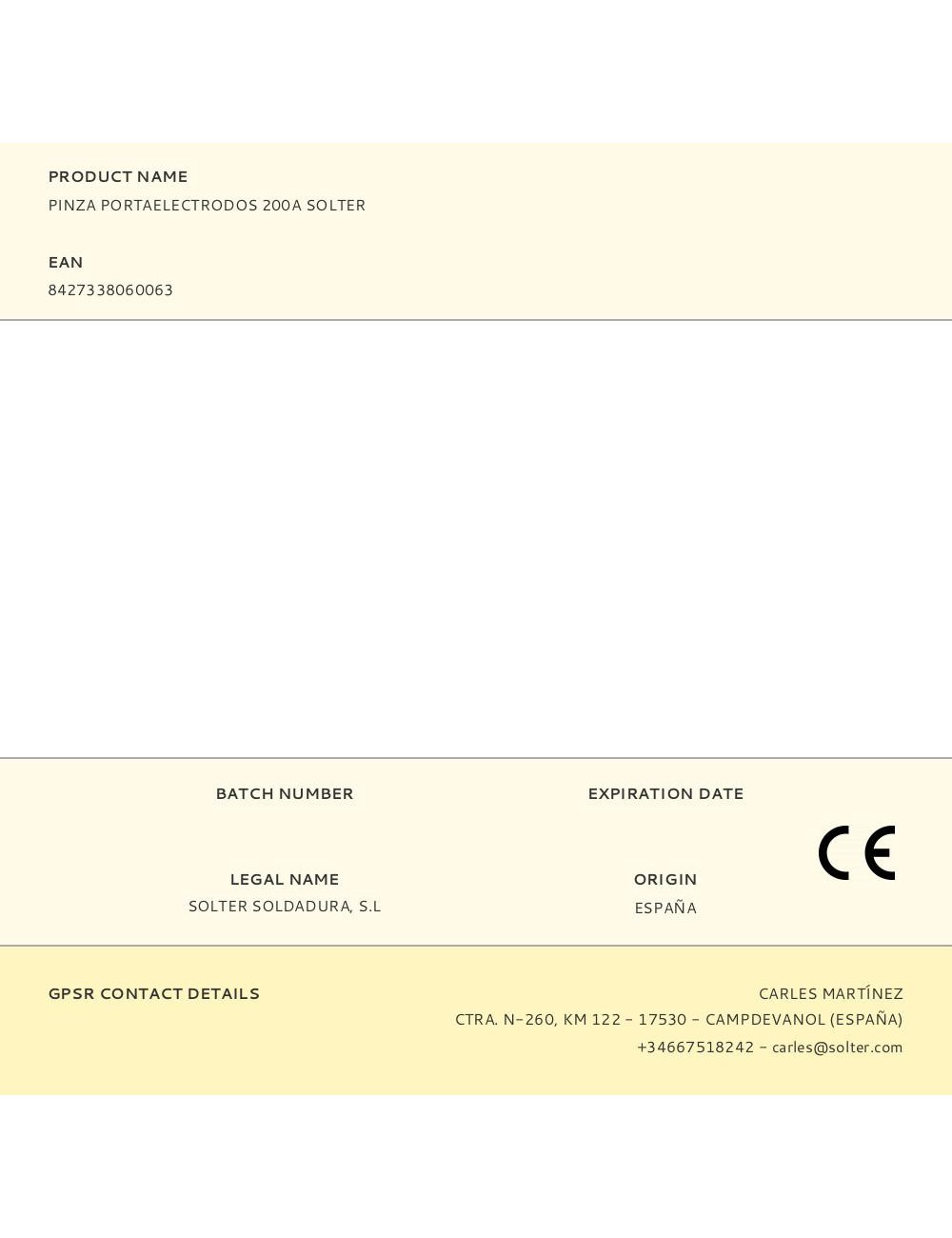 Pinza portaelectrodos 200a solter
