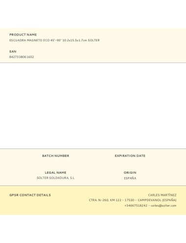 Escuadra magneto eco 45°-90° 10.2x15.5x1.7cm solter