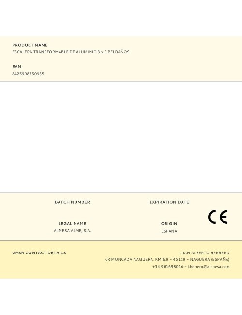 Escalera transformable de aluminio 3 x 9 peldaños