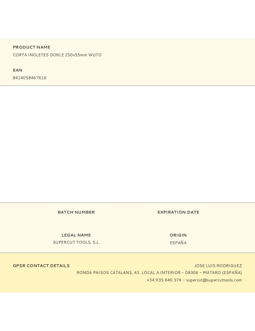 Corta ingletes doble, 250 x 55 mm