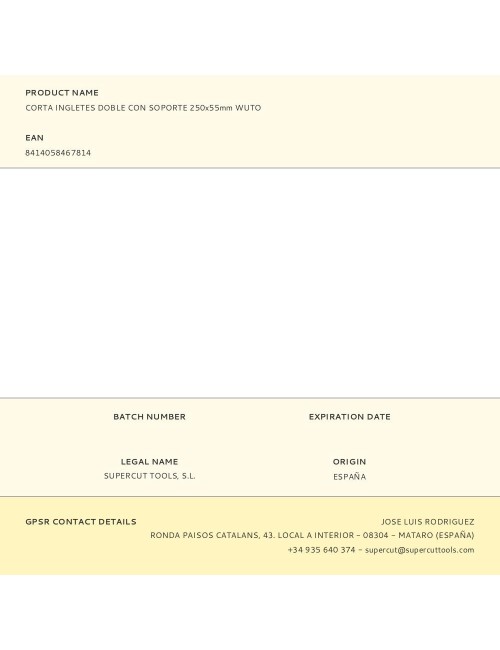 Corta ingletes doble con soporte 250 x 55 mm