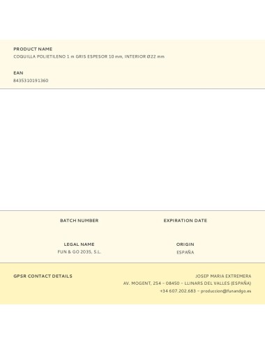 Coquilla polietileno 1 m gris espesor 10 mm, interior ø22 mm