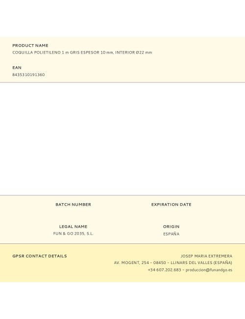 Coquilla polietileno 1 m gris espesor 10 mm, interior ø22 mm