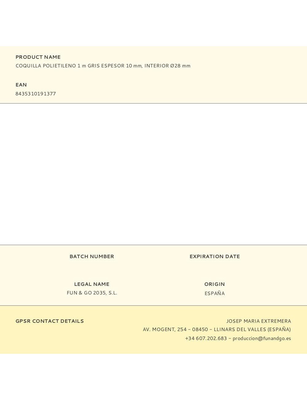 Coquilla polietileno 1 m gris espesor 10 mm, interior ø28 mm