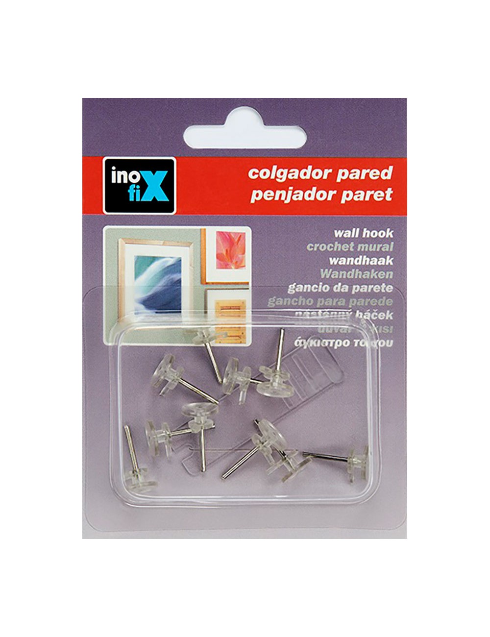 Colgador para cuadros simple. transparente 3000-0 (blister 10 unid.) inofix