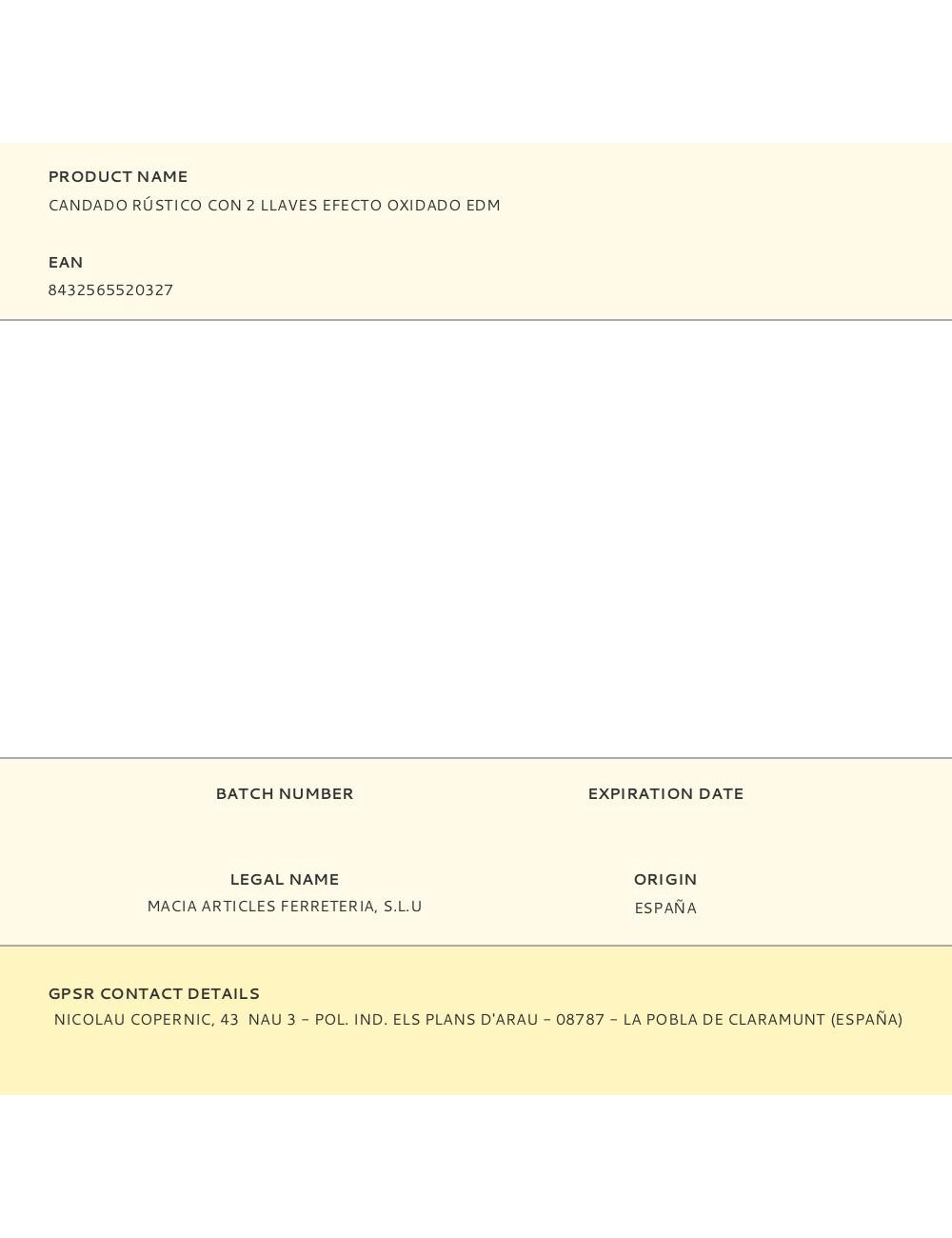 Candado rústico con 2 llaves efecto oxidado edm