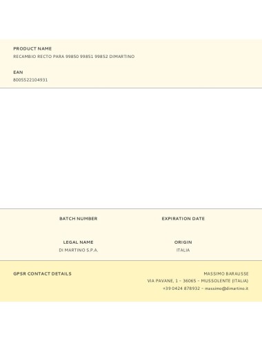 Recambio recto para 99850 99851 99852 dimartino