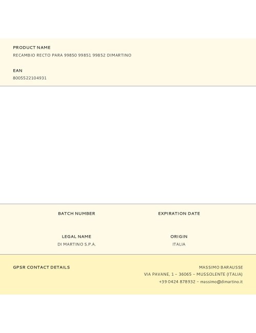 Recambio recto para 99850 99851 99852 dimartino