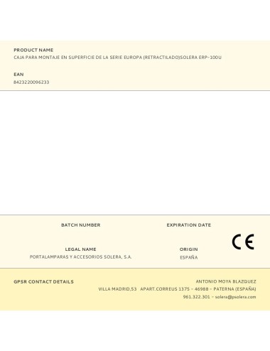 Caja para montaje en superficie de la serie europa (retractilado)solera erp-100u