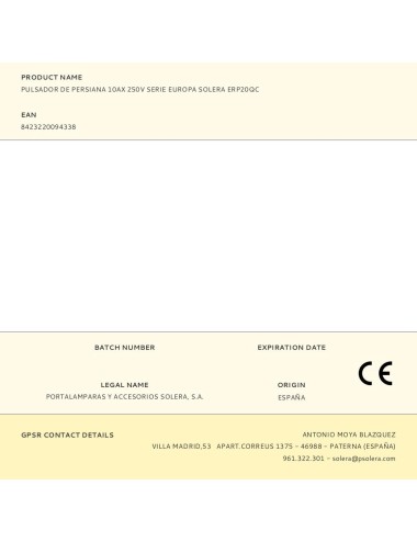 Pulsador de persiana 10ax 250v serie europa solera erp20qc