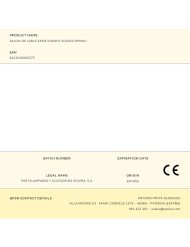 Salida de cable serie europa solera erp40u