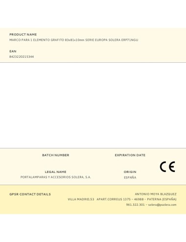 Marco para 1 elemento grafito 83x81x10mm serie europa solera erp71ngu