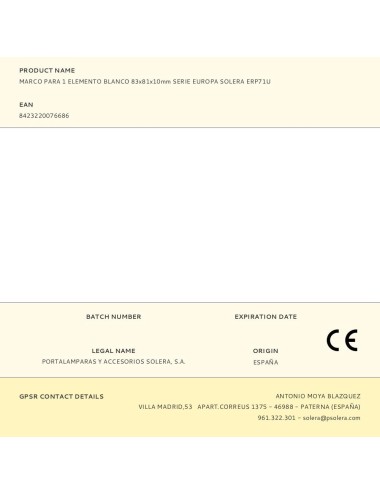 Marco para 1 elemento blanco serie europa 83 x 81 x 10 mm