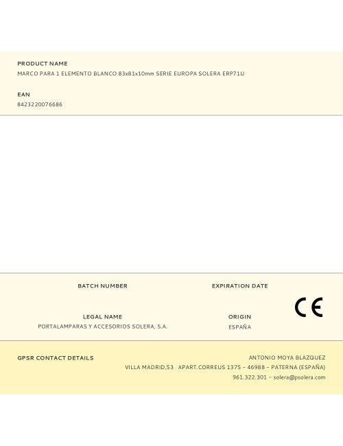 Marco para 1 elemento blanco serie europa 83 x 81 x 10 mm