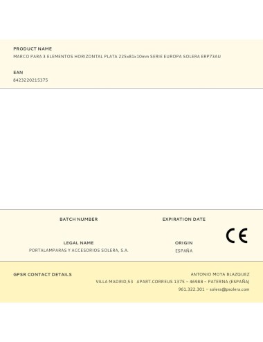 Marco para 3 elementos horizontal plata 225x81x10mm serie europa solera erp73au