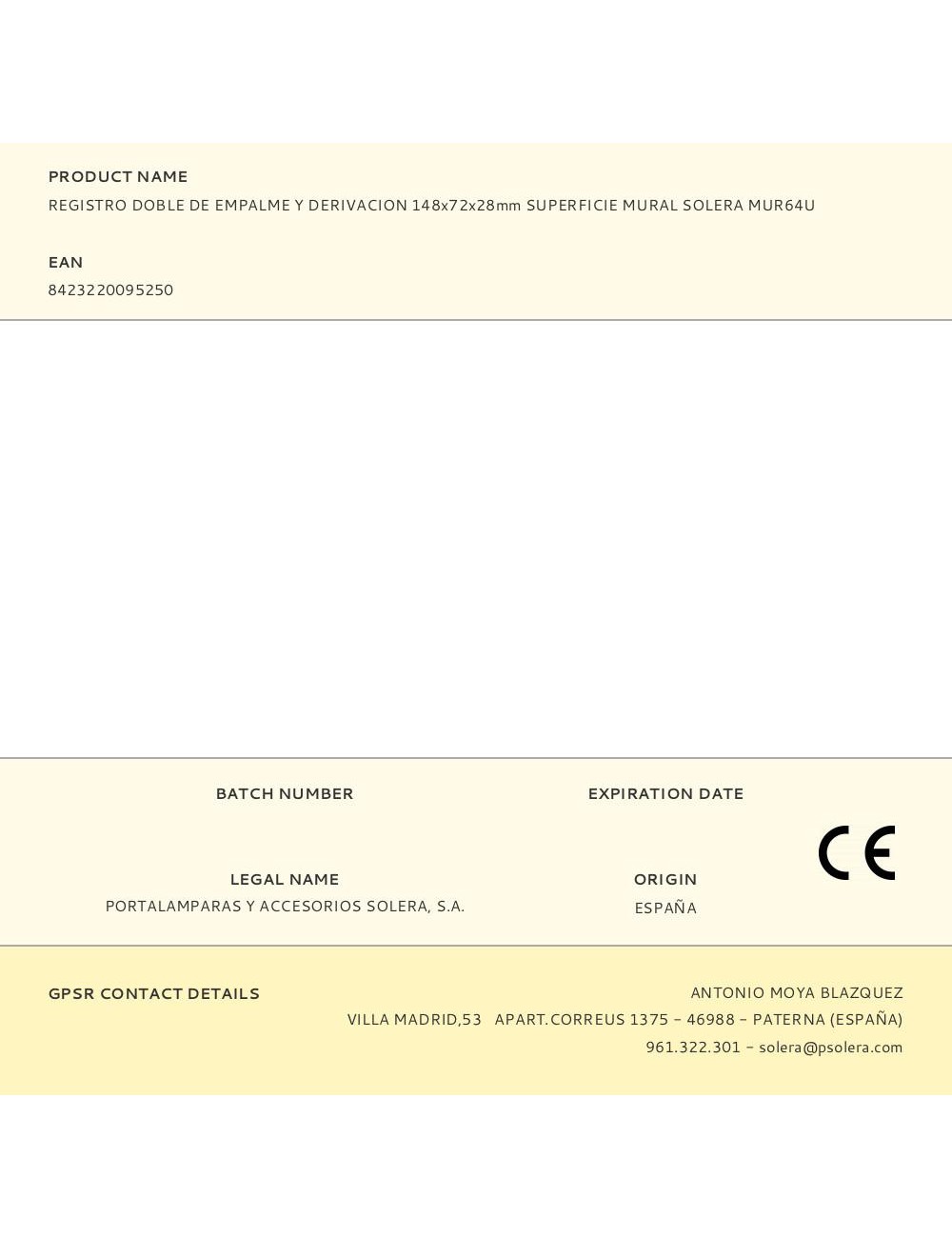 Registro doble de empalme y derivacion 148x72x28mm superficie mural solera mur64u