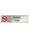 Cartel informativo "prohibido fumar" (inox adhesivo 0.8mm) 5x20cm normaluz