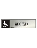Cartel informativo "acceso" discapacitados (inox adhesivo 0.8mm) 5x20cm normaluz
