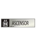 Cartel informativo "ascensor" (inox adhesivo 0.8mm) 5x20cm normaluz