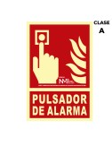Cartel de extinción "pulsador de alarma" clase a (pcv 1mm) 21x30cm normaluz