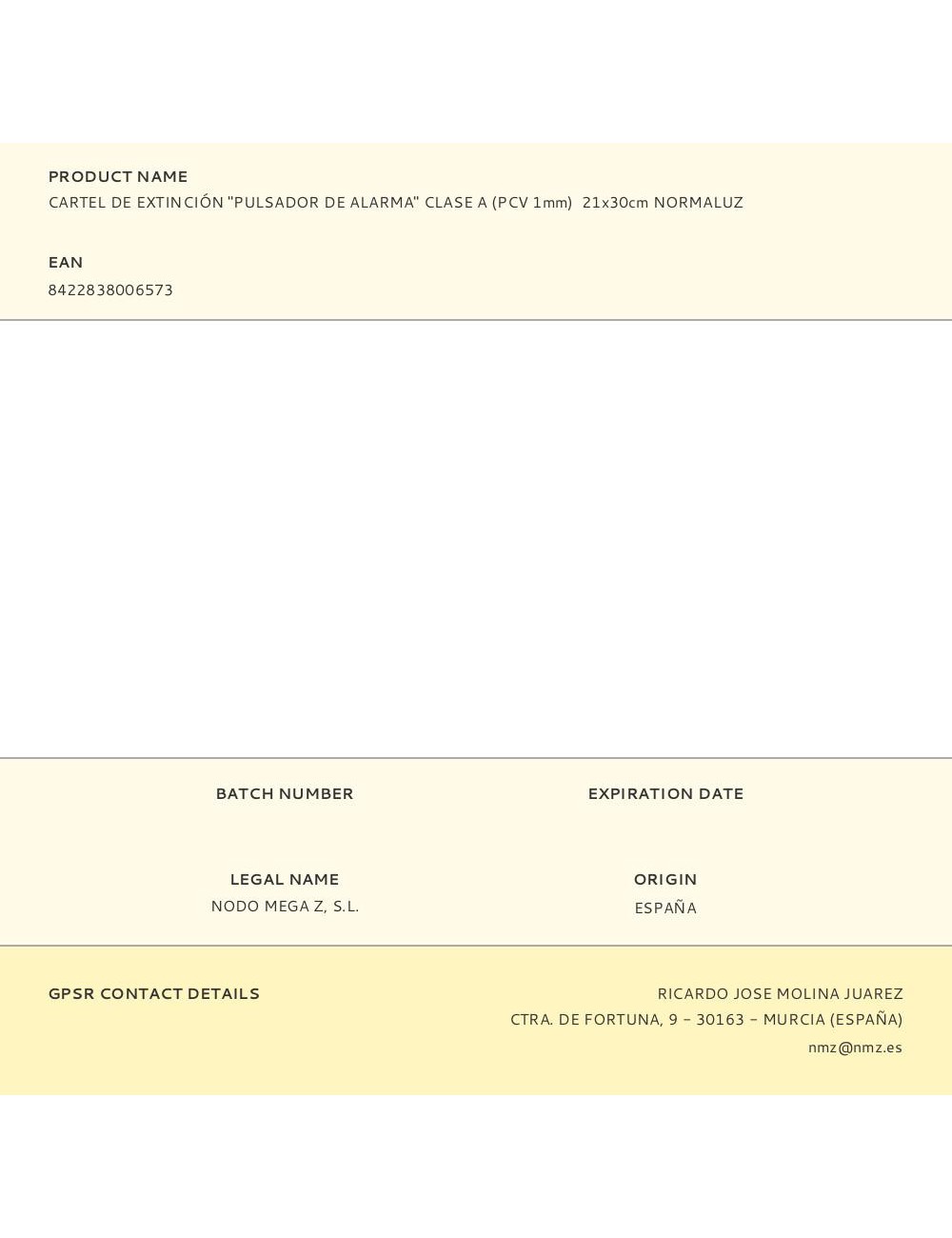 Cartel de extinción "pulsador de alarma" clase a (pcv 1mm) 21x30cm normaluz