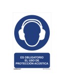 Cartel "es obligatorio el uso de proteccion acustica" (pvc 0,7mm) 30x40cm normaluz