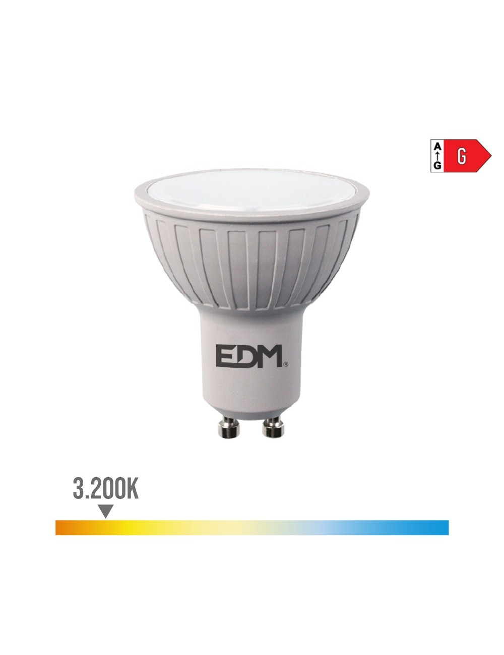 Bombilla dicroica led regulable gu10 6w 500lm 3200k luz calida ø5x5,5cm edm Bombilla dicroica led regulable gu10 6w 500lm 3200k luz calida ø5x5,5cm edm