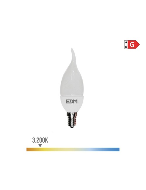 Bombilla vela bohemia led e14 5w 400lm 3200k luz calida ø3,5x12cm