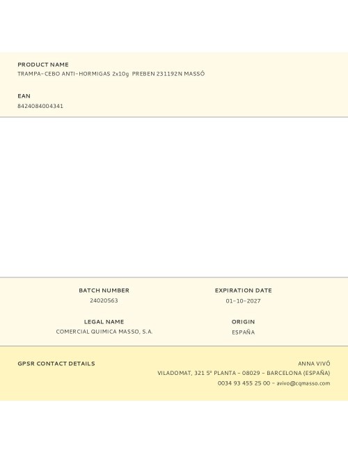 Trampa-cebo anti-hormigas 2x10g preben 231192n massó