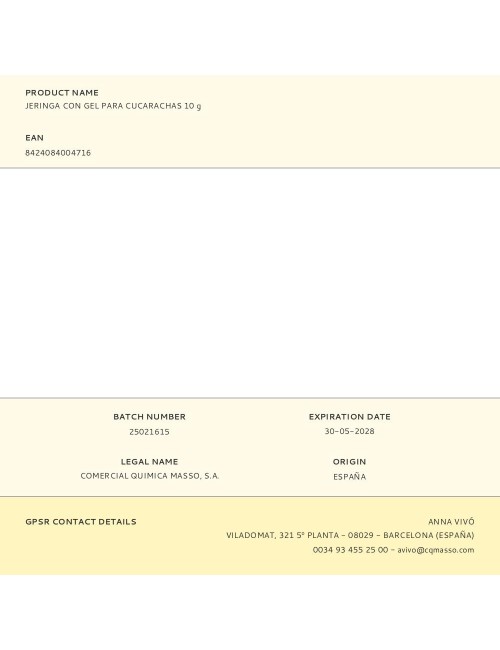 Jeringa con gel para cucarachas 10 g