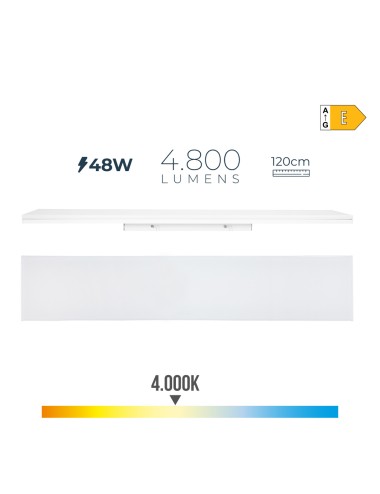 Regleta led 48 w 4000 k luz dia 4800 lm 12 x 120 x 4,5 cm