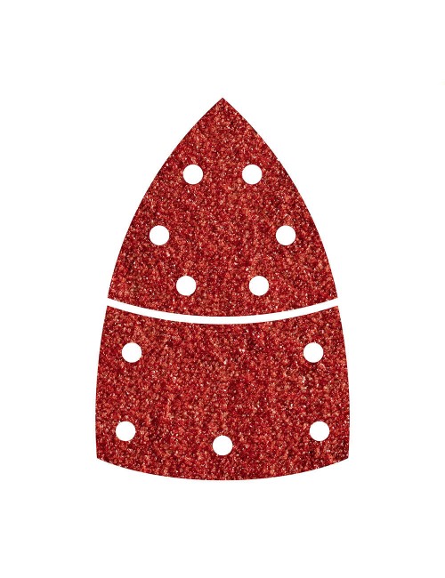 Hojas de lijar adhesivas de corindón perforadas triangular, grano 120, pack 10 uds